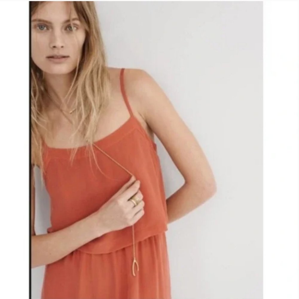 Madewell Silk Overlay Tiered Cami Midi Tank Dress - Size 12 - Picture 3 of 8